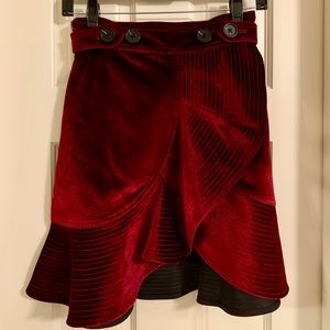 SELF-PORTRAIT: red velvet ruffle skirt- BRAND NEW
